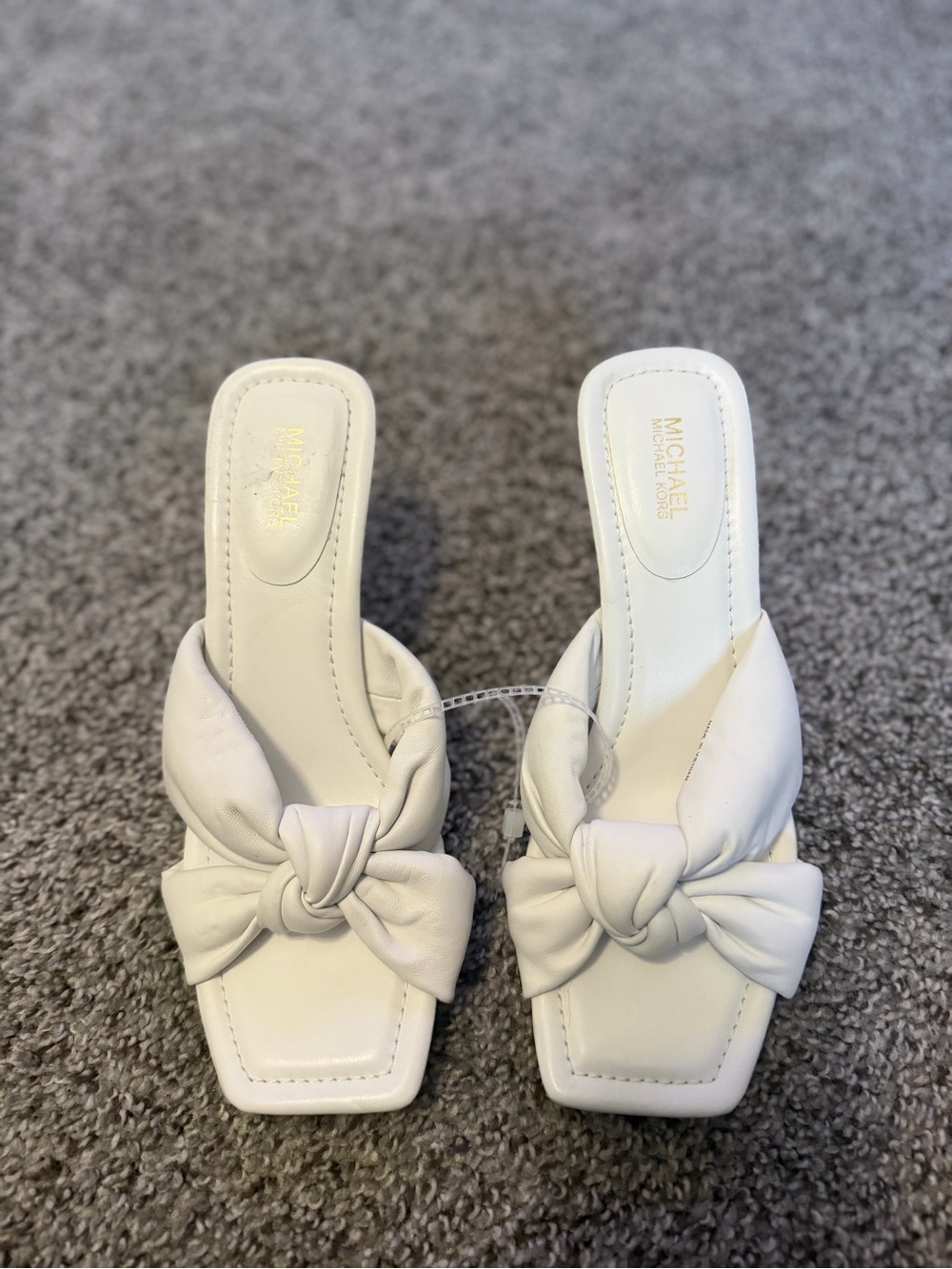 Michael Kors White Knotted Slide Mules